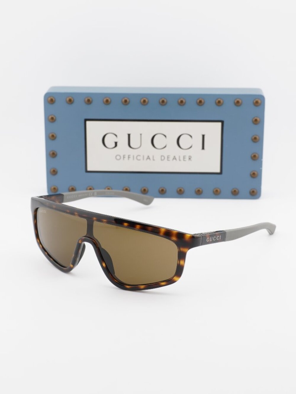 Gucci GG1736S 002 Shield Sunglasses - Havana / Brown